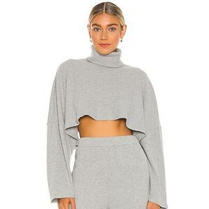 Michael Costello X Revolve Gray Cropped Turtleneck Sweater Size Medium